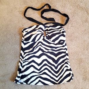 Dana Buchman Black and White Zebra Print Tankini Top Size 10